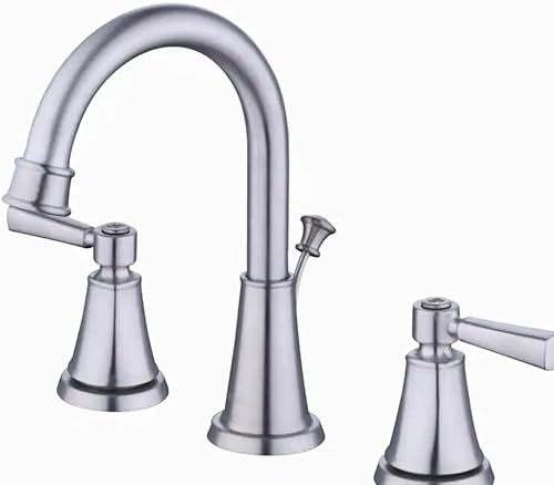 Glacier Bay Melina - Grifo de baño de arco alto de doble mango de 8 pulgadas en níquel cepillado