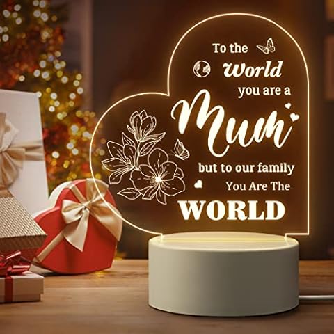 Mum Birthday Gifts, Gifts for Mum from Daughter Son, Personalised Acrylic Decorative Night Light Gift for Mum , Best Mum Gifts for Birthday ChristmasThanksgiving , Birthday Present for Mum/Mummy Cover