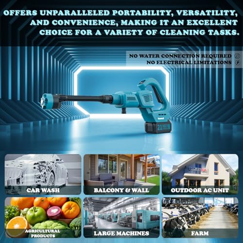 Yowmoft YMPWK8 Cordless Pressure Washer, 970Psi Portable Pressure Washer Compatible With Makita Battery, 3 Speed Adjustment Lcd Touch Screen, Portable Power Washer thumb #4