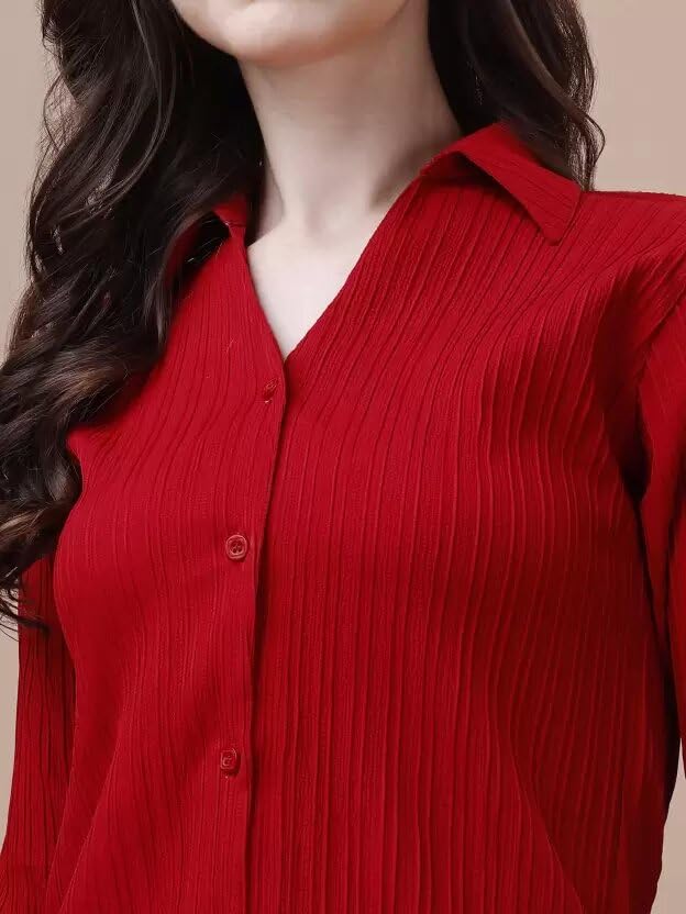 Image of ROYALICA Women Tops Womens Regular Fit Striped White Colour Cotton Blend Casual Shirt