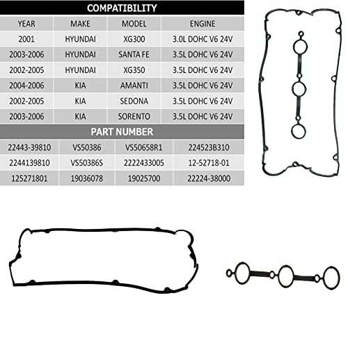 Image of AUCERAMIC VS50658R1 Engine Valve Cover Gasket Fit for Hyundai Kia