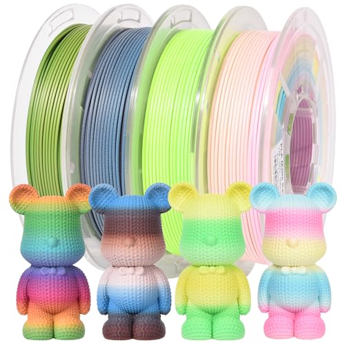 Image of RAMBERY Matte PLA 3D Printer Filament Bundle Upgraded Multicolored Filament 1.75mm 4 Packs Multi Color Change 3D Printing Filament for Most 3D Printers, 4 Spools 250g Each (Total 2.2lbs)