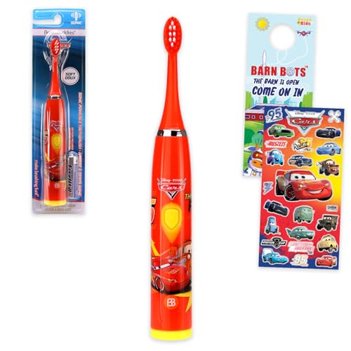 Disney Cars Oral Care Traveling Kit for Kids - Bundle with Lightning McQueen Electric Toothbrush Plus Stickers and More for Boys Toddlers | Disney Cars Toothbrush Set