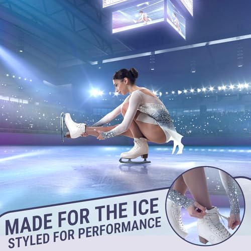 Image of Kami-So Footed Ice Skating Tights | Figure Skating Tights For Women | Plush Fabric Stretch Fit | Practice Competition Wear