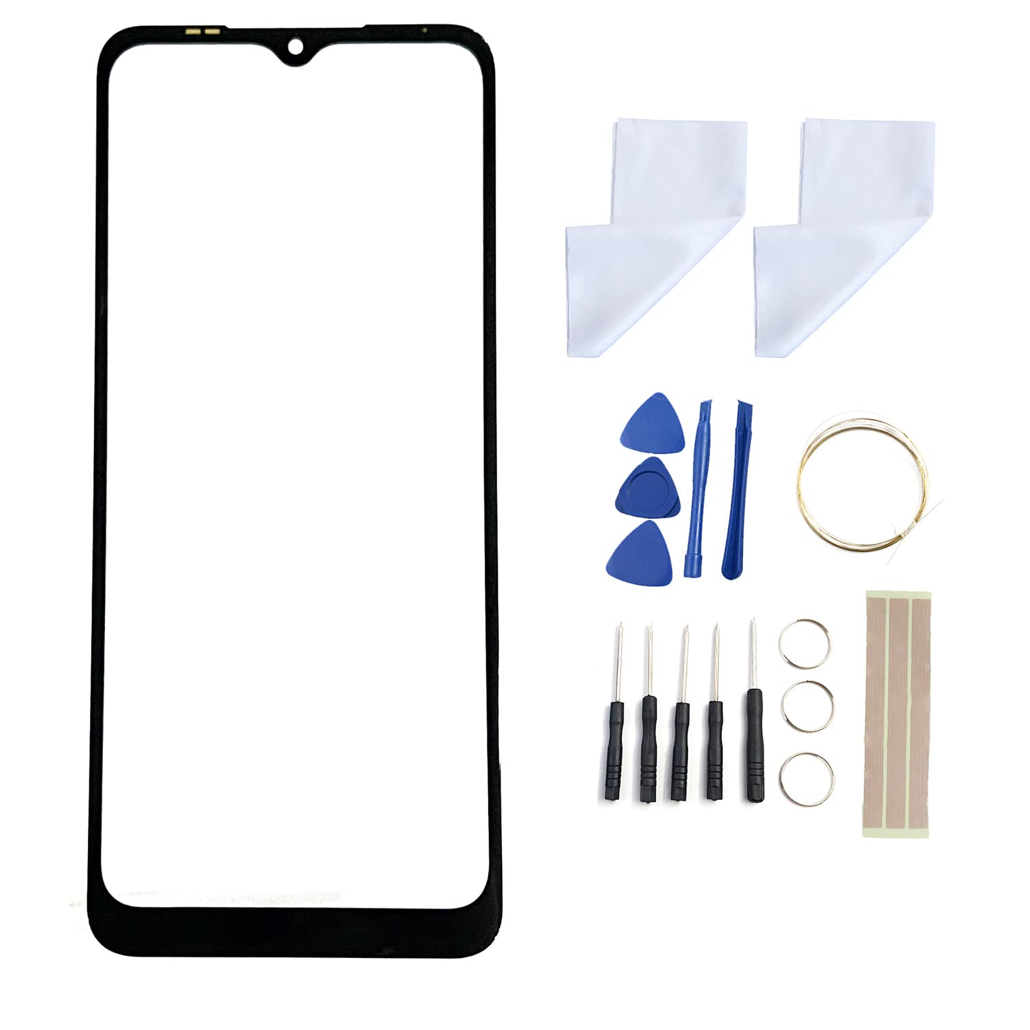 FainWan Front Screen Glass Outer Panel Lens Replacement +OCA Repair Tools Kit Compatible with T-Mo-Bile RE-VV-L V 4G 6.5 inch Black Adhesive