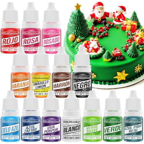 Colorante Alimentario - 14 Colores Colorantes Alimentarios Reposteria, Colorante Alimenticio Gel para Decorar Tartas Fondant Cocinar Hornear Macarons Icing Rosquillas - 6ml
