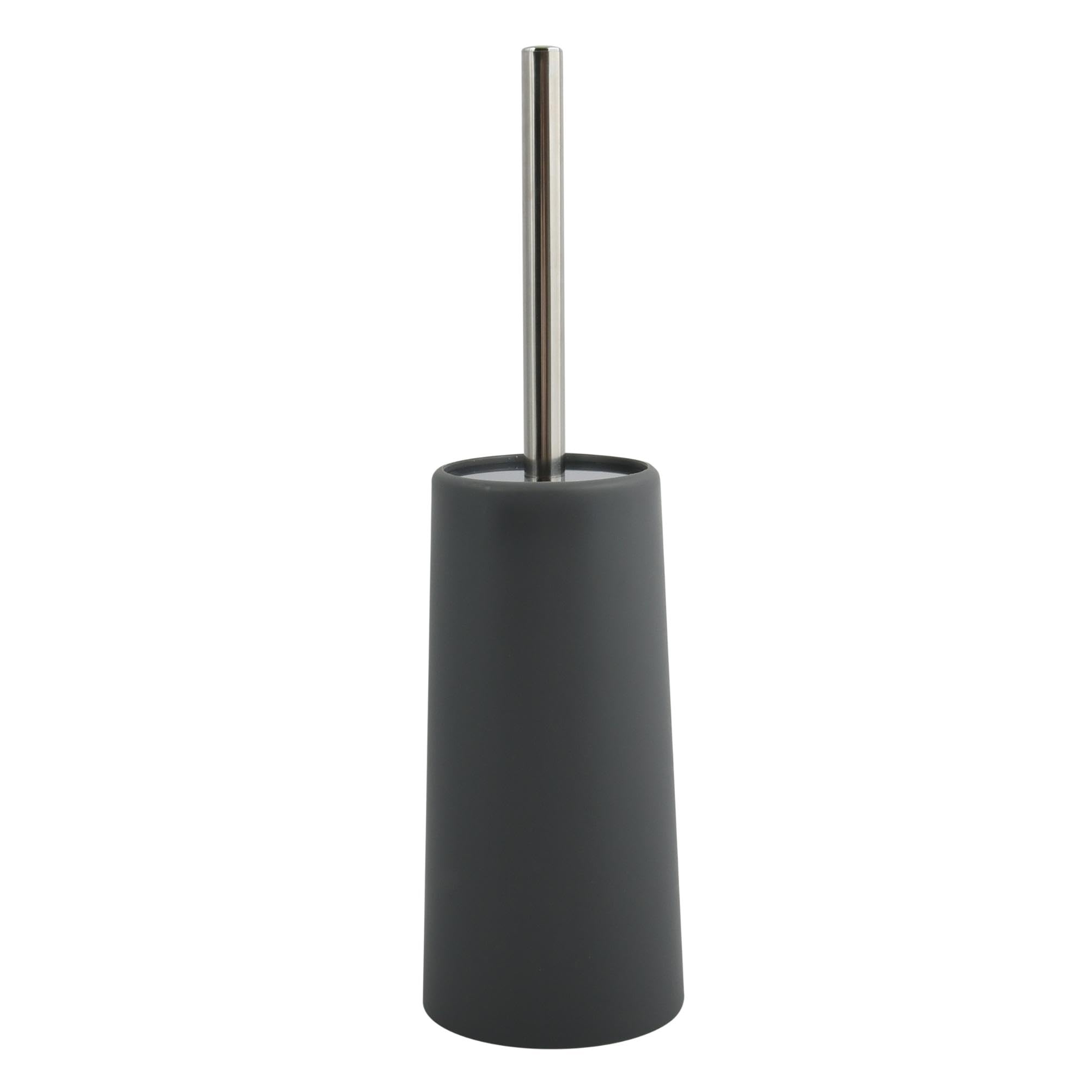 MSV - Brosse de WC - Manche en Acier Inoxydable - Design Compact - Ø36 cm - Couleur Gris Foncé - Accessoire Pratique pour Salle de Bain - Stockage Facile - Nettoyage Efficace et Design Élégant