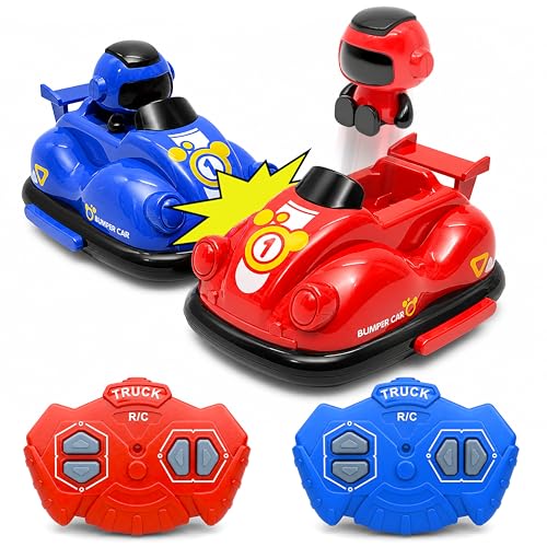 VGRASSP 2 Player Remote Control Bumper GO Kart Toy for Kids with Ejecting Robots - Rechargeable 360° Rotating 2.4GHz RC Multiplayer Battle Cars for Si