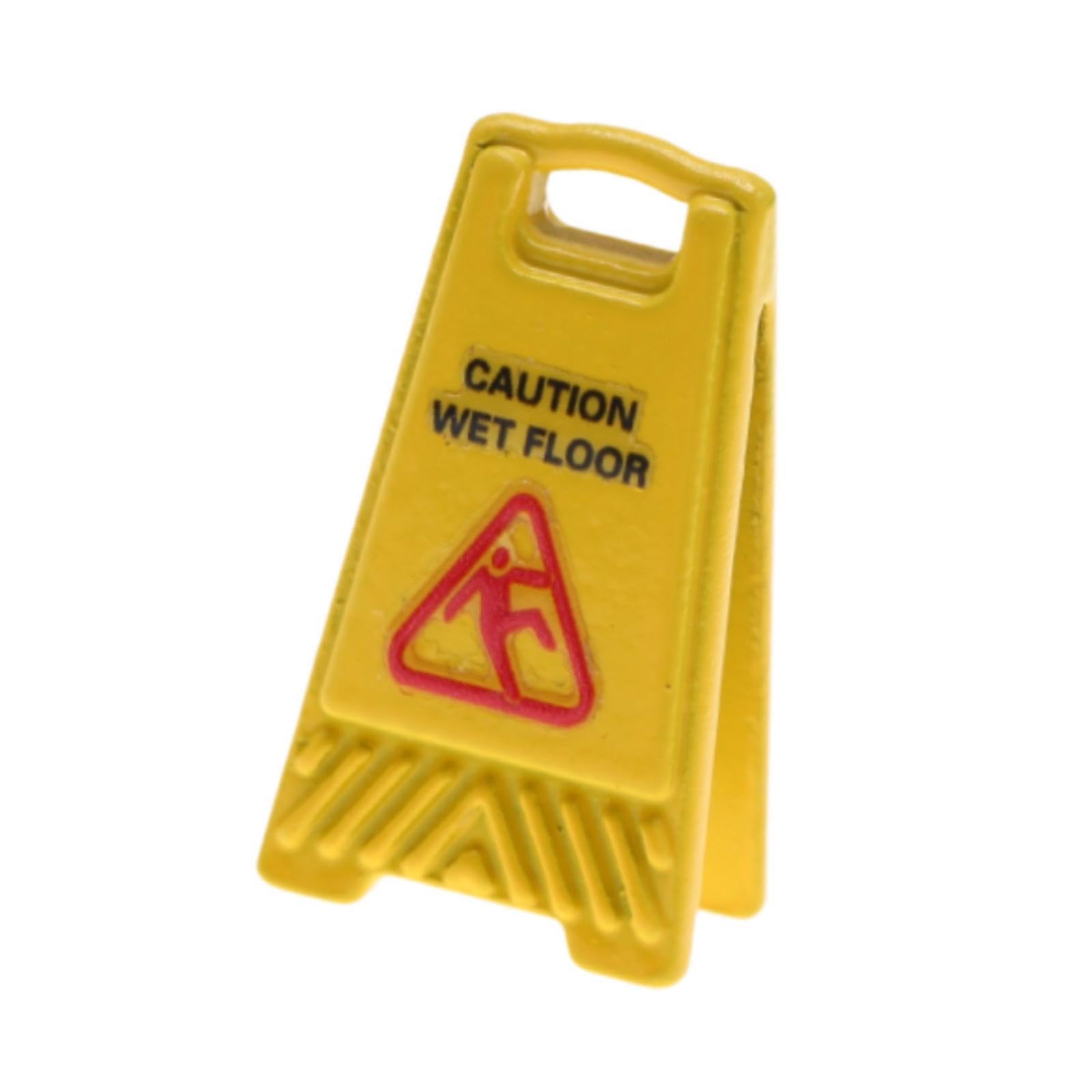DYNWAVE Miniature Warning Sign Dollhouse Decor 1:12 Scale Mini Caution Sign Dollhouse Decorating Accessories for Miniature Scene DIY, Wet Floor