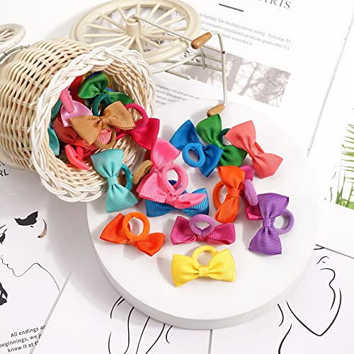 80Pcs Tiny Hair Ties With Bows Baby Bows Rubber Bands Hair Ties Soft Elastics Ponytail Holders Hair Accessories For Infants Toddlers Baby Girls #TOP4