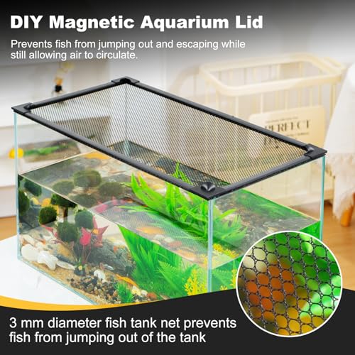 Uross Fish Tank lid Magnetic Aquarium lid Fish Tank Hood top Cover Anti-Jumping net Cover mesh to Protect Fishes Jumping Out - Image 2