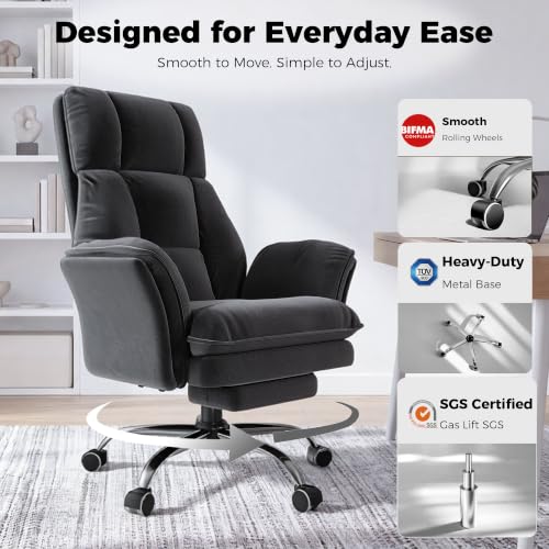 Image of Big and Tall Office Chair, Flip Armrests for Pets & Cross Legged Sitting