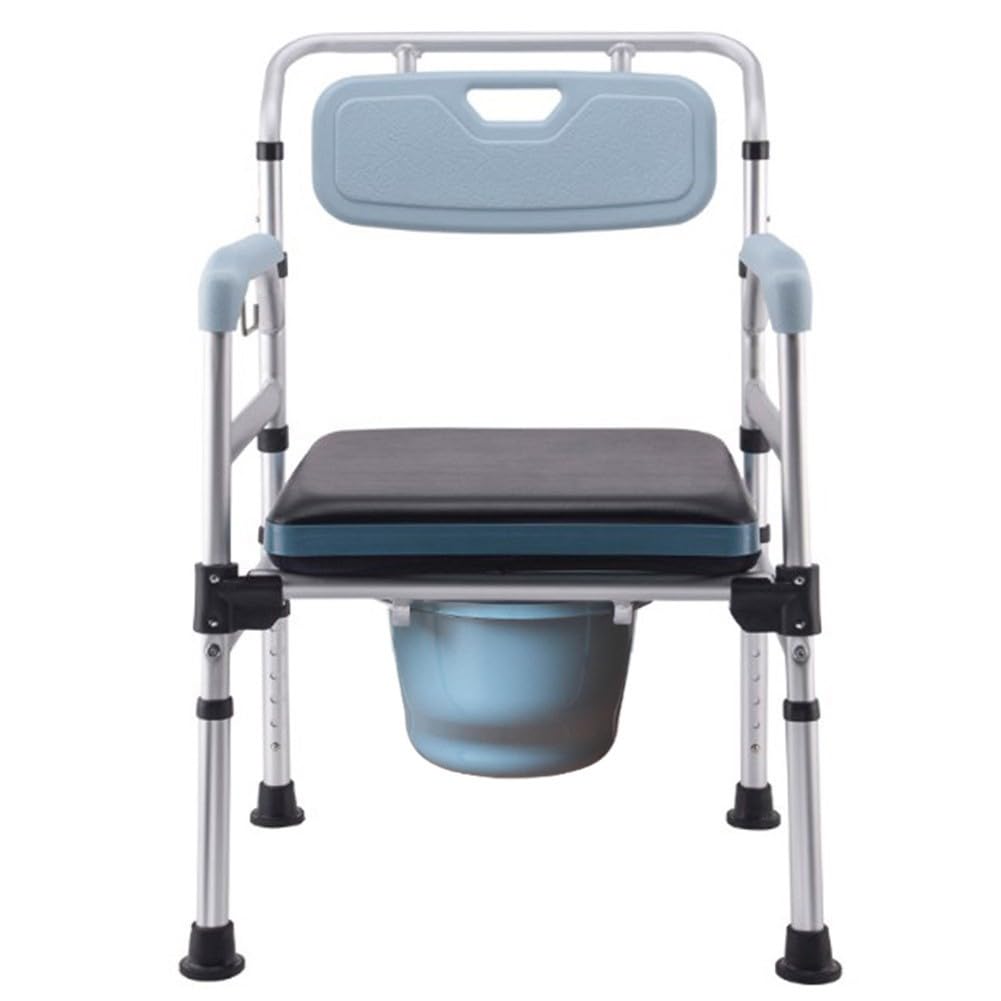 BHGFYXBS Commode Chair Height Adjustable Shower Chair For Elderly And Disabled, Toilet Chair Commode Shower Anti-Slip With Armrest Backrest And Toilet Bucket, Up To 190 Kg,