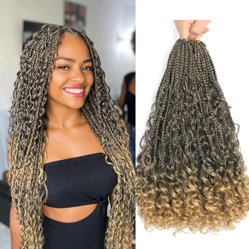 14inch Goddess Box Braids Crochet Hair with Curly...