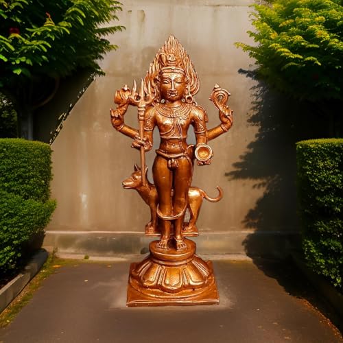 Image of Copper Idols of god Kalabhairavar, 5.5 inches, 430 Grams, Patina Antique Finish, Pack of 1 Piece