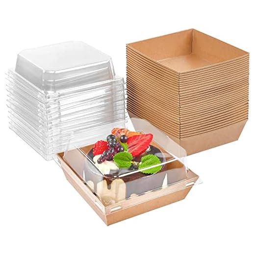 LATERN 50 Piezas Cajas para Rebanadas de Pastel con Tapas Transparentes, 12CM Papel a Prueba de Aceite Cajas de Postres Cupcakes Cajas para Llevar para Galletas Sándwich Macarrón Panadería (Marrón)