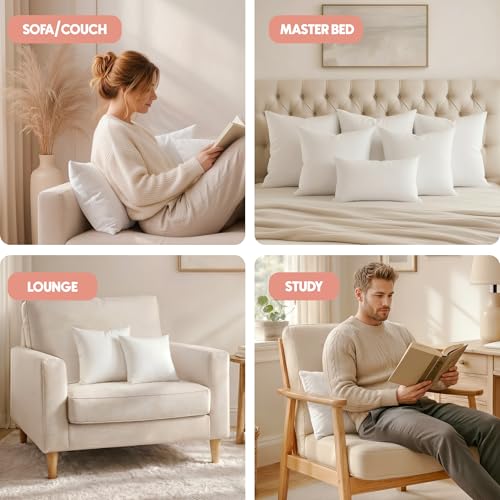Image of Utopia Bedding 17x17 Pillow Inserts, Set of 2, White - Indoor Decorative Throw Pillows for Bed, Sofa & Couch - Soft, Supportive & Fluffy Cushion Inserts
