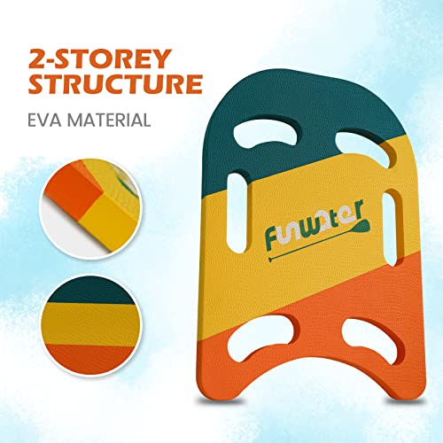 Funwater Swim Kickboard, 14" Swim Training Kickboard With Non-Slip Edges And 6 Integrated Hole Handles, Lightweight Eva Board, Suitable For Adult And Children's Swim Lessons #TOP2