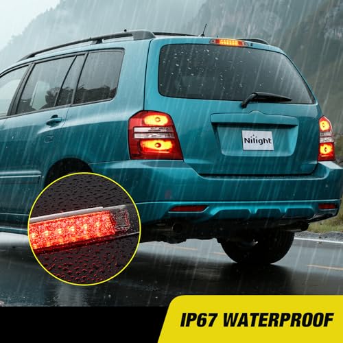 Image of Nilight Third Brake Light Tail High Mount 3rd Stop Lights Smoked Lens Compatible with Toyota Highlander 2001 2002 2003 Van SUV Rear Center Cab Lamp
