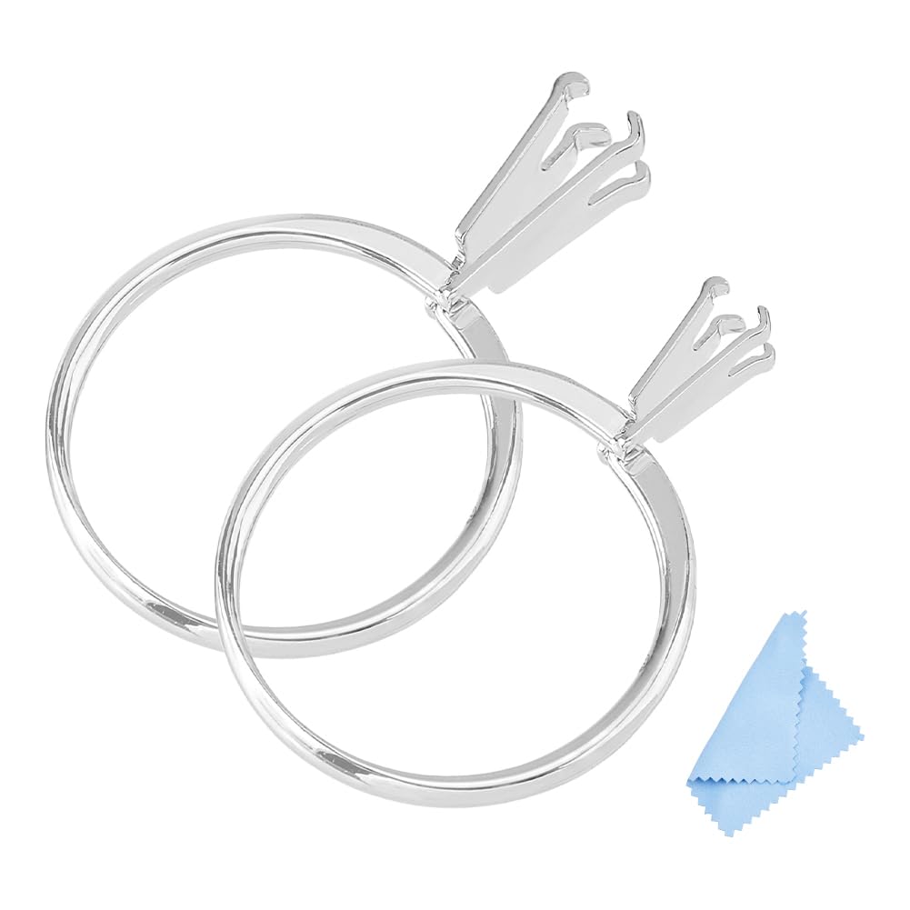 DICOSMETIC2Pcs Wedding Ring Try-on Tool Ring Size Measuring Tool Aluminium Alloy Ring Gauge Tool Jewelry Sizing Tool 4 Prong Ring Settings (2 Sizes, Platinum)
