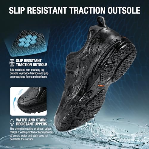 NINGO Slip Resistant Shoes for Men, Water and Oil Resistant Non Slip Work Shoes. Upgraded SRC Grade Non Slip Outsole, Casual Lace Up Work Sneakers for Chef Kitchen Restaurant3