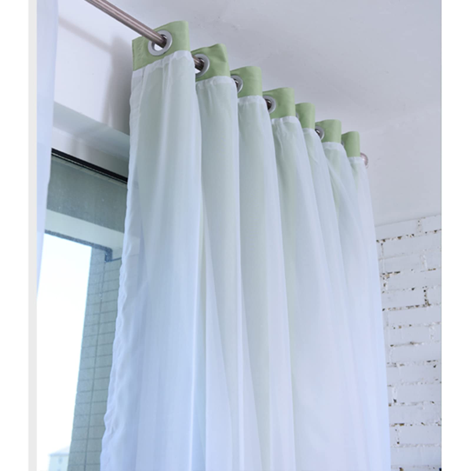 Juego de cortinas opacas de doble capa para ventana, cortinas superpuestas de tul y gasa transparente suave con ojales de aislamiento térmico para sala de estar y dormitorio de niñas, 1 pieza
