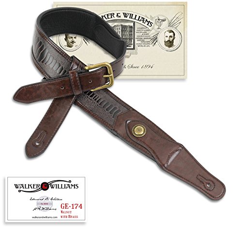 Walker & Williams GE-174 Walnut Armadillo Padded Strap with Brass Buckle & Coin