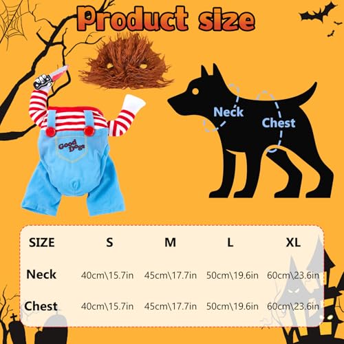 Halloween Kostüme für Hunde, Deadly Doll Verkleidungen für Haustier, Hund Schreckliches Kostüm, Lustige Hund Party Kleidung, Hundekostüm mit Messer Perücke, für Halloween Haustier Cosplay Party