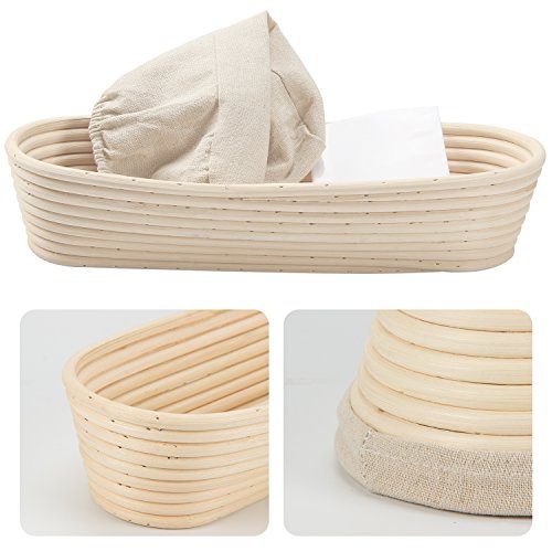 Anphsin 13" Oval Banneton Bread Proofing Basket Round Brotform Dough Rising With Liner #TOP3