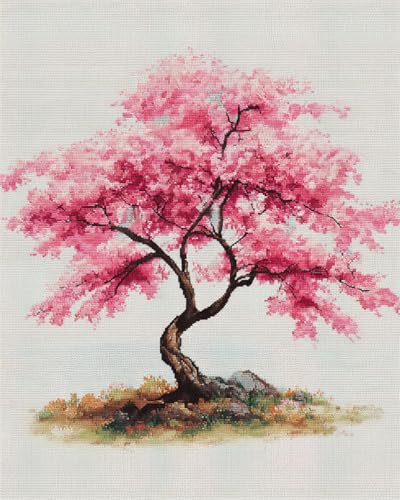 Projet de broderie main 9CT fleurs roses avec kit paysage d'arbres loisir créatif perles