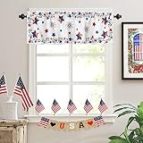 OneHoney Patriotic Stars Window Curtain Valance,4th of July Memorial Day Red Blue White USA Flag Sta