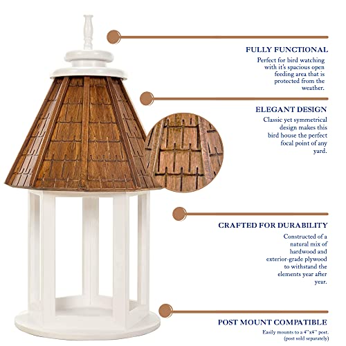 Castaway Living 14''L X 14''W X 26''H White Hexagon Shaped Gazebo Bird Feeder, Designed In The Usa, Weather-Resistant, Easy Clean, Post Mount Hardware Included, Fully Assembled For Easy Setup #TOP2