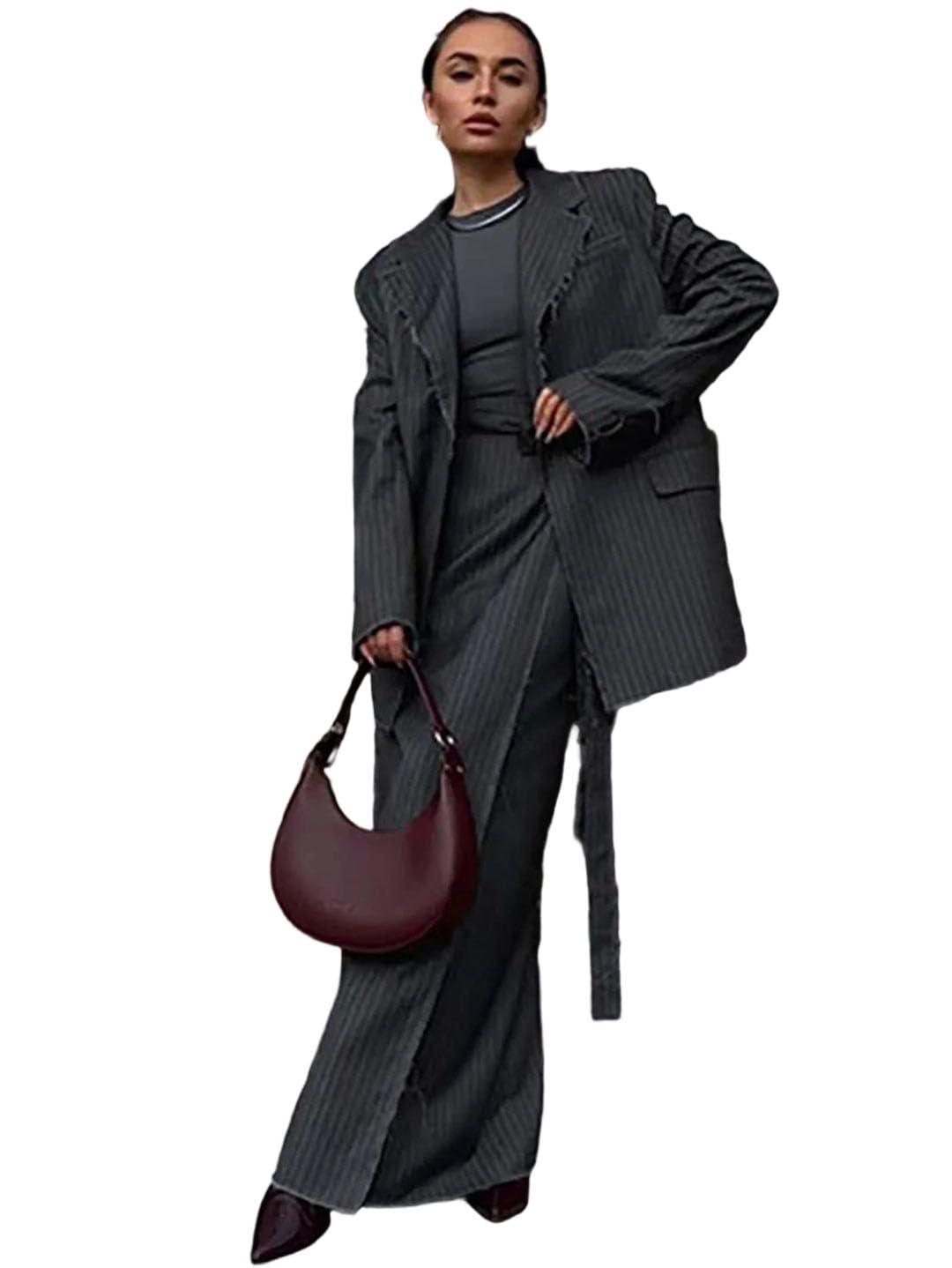 Women Elegant Print Two Piece Set Long Sleeve Single Button Blazers and Straight Floor-Length Skirt Sets