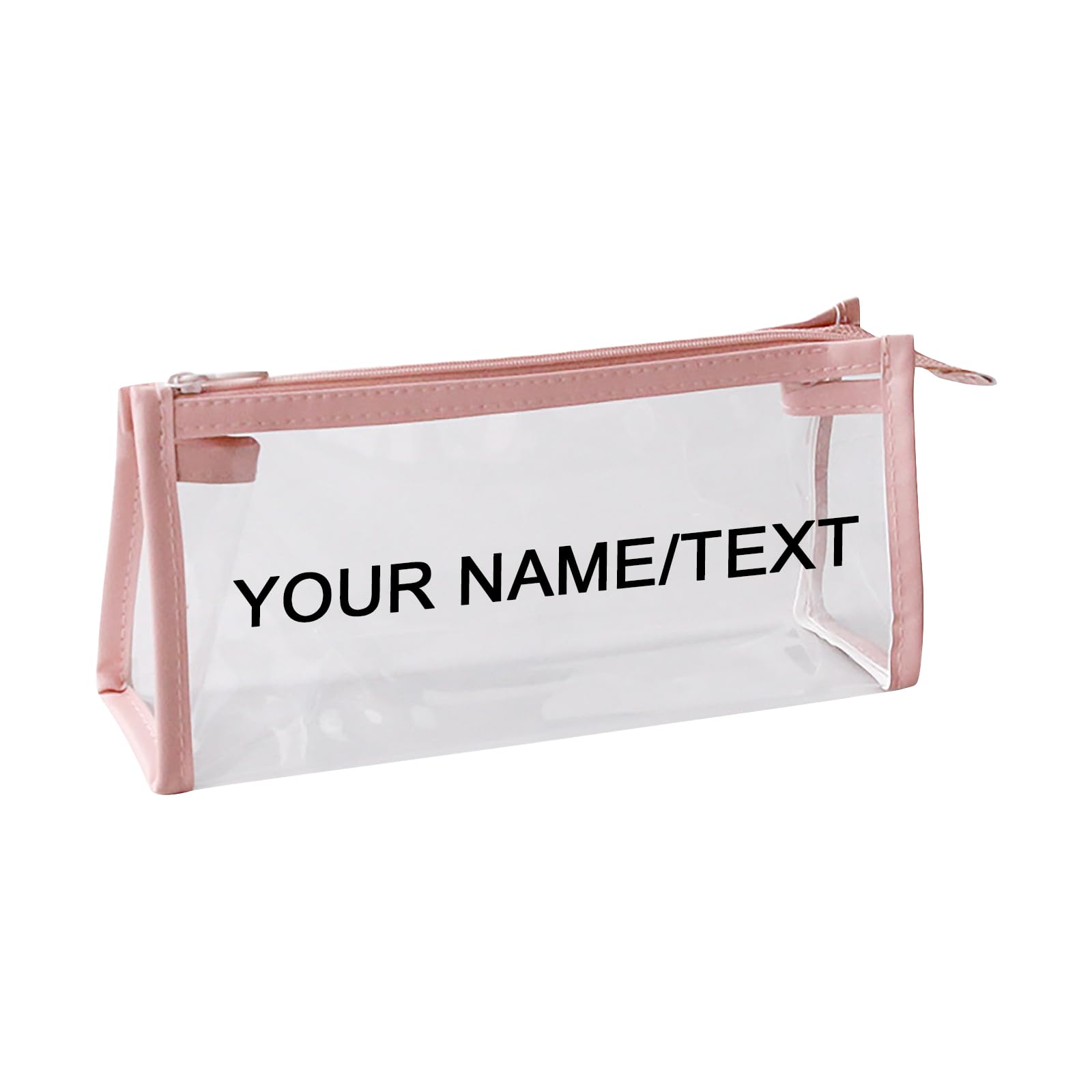 Personalised Clear Pencil Case, Transparent Printed Stationery Bag (Pink)