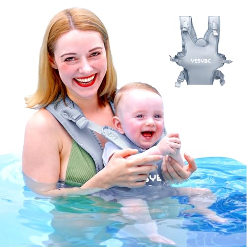 Image of YESYBC Baby Carrier, Dual-Use Adjustable Baby Sling Support Infant Chest Holder with Drawstring Backpack for Newborn to Toddler 13-33 lbs Swimming Pool Beach Land (Grey)