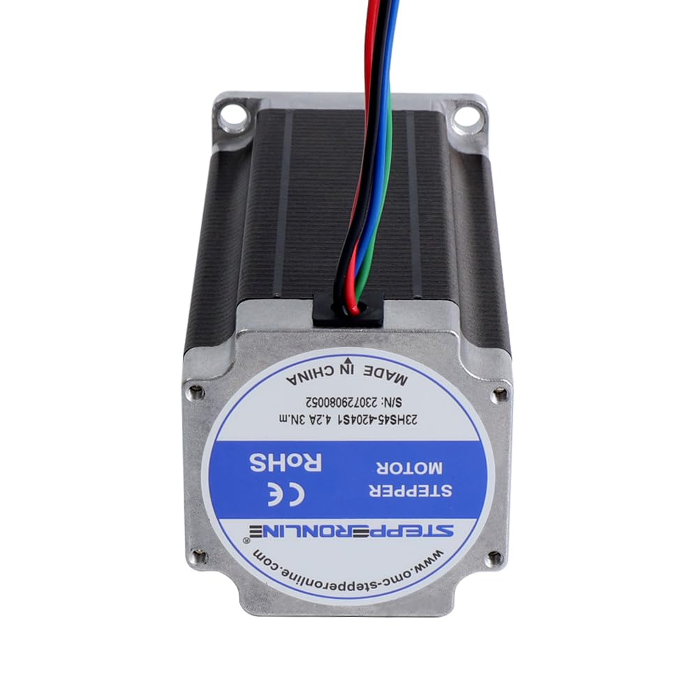 Stepperonline - Motore passo-passo Nema 23, albero da 8 mm, bipolare, 3 Nm (425 oz.in), 4,2 A, 57 x 57 x 113 mm, 4 fili, per macchina di incisione CNC