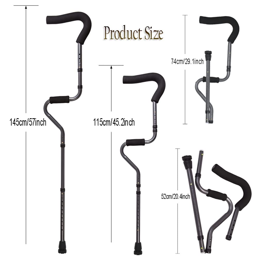 Składane Kule Pod Pachy, Ortopedyczna Kulka do Chodzenia, Kule W Kształcie Litery S z Gumową Końcówką Antypoślizgową (Size : 1 Pair)