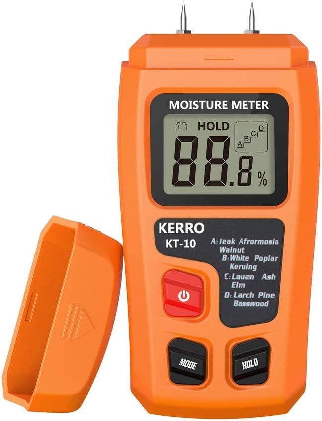KERRO Moisture Meter, Digital Logs Damp 0-99% Wood r Detector/Firewood Log Timber Humidity Measuring Device