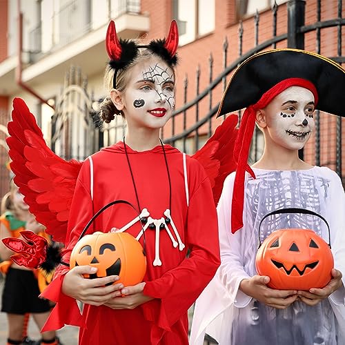 Newthinking Angel Wings and Horns for Adults Kids, Red Feather Wings Halloween Angel Devil Costume Cosplay for Women Girls, 65x35cm - Image 6