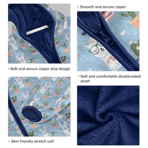 Alpaca Cactus Boys Fleece Coat,Children's Zip-Up Hoodie Jacket,Baby Warm Fashion Outerwear 3-10T,A1134273