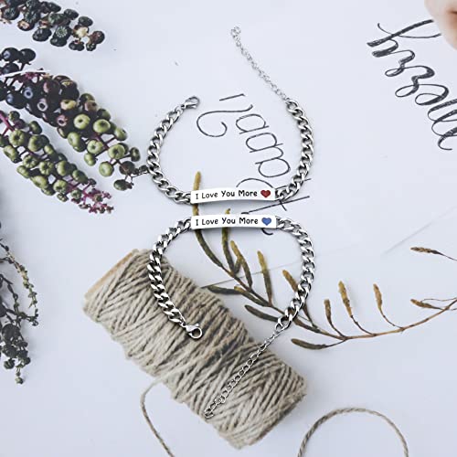 Image of I Love You More Bracelet set Gifts for Her Love Couples Matching Bracelet Wedding Party Gifts Birthday Gifts for Girlfriend Boyfriend