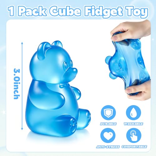 Bear Squishy, Stress Bear Taba Squishy, Taba Squishy Toys for Kids, Stress Balls Valentines Day Gifts Birthday Gifts Party Favors-Blue - image 2