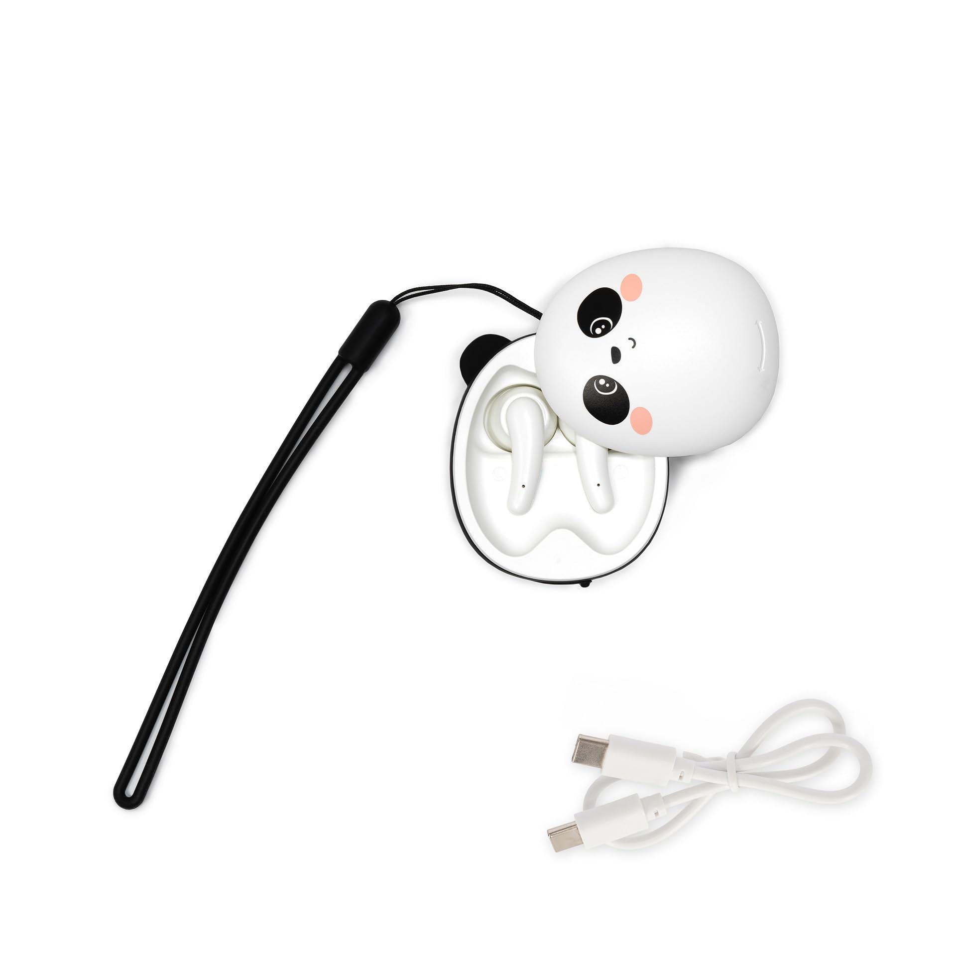 LEGAMI - Écouteurs Bluetooth, Thème Panda, Casque sans Fil, Connexion Automatique iOS et Android, Double Microphone Intégré, Capteur Tactile, Câble de Chargement Inclus