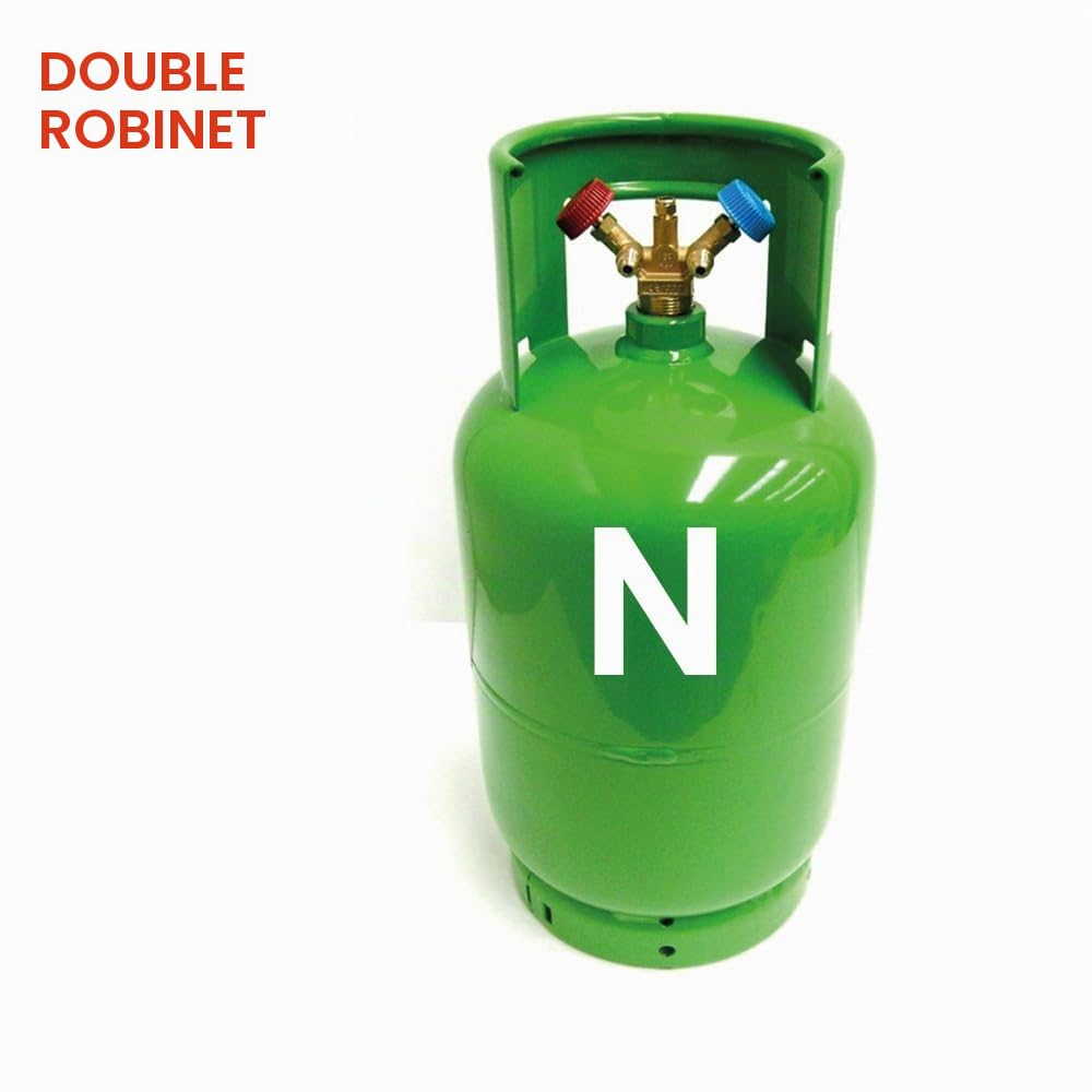 3S SuperSamaStore Bouteille Vide à Double Robinet pour Gaz Réfrigérant R410A, R134A de Climatiseurs, Capacité 12 Litres, Bouteille Vide de Gaz pour Climatiseurs et Systèmes Cvc