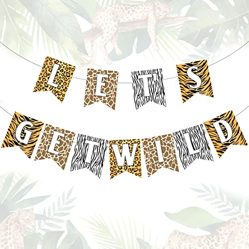 Lets Get Wild Banner Cheetah Print Banner Leopard Hang Garland Jungle Safari Animal Birthday Bachelorette Girls Night Party Supplies for Women