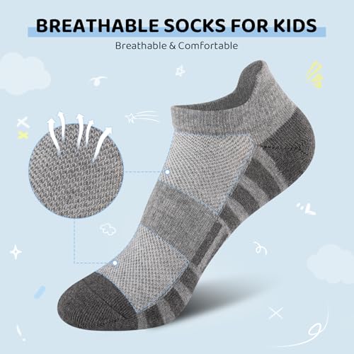 Comfoex Boys Socks Low Cut Cotton Breathable Ankle Scoks Sport For Kids 4-7 7-10 Years Old Short Athletic 10 Pairs2