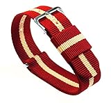 BARTON WATCH BANDS 20mm Crimson/Khaki Standard Length Ballistic Nylon NATO® Style Straps
