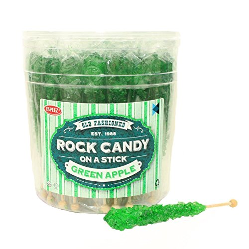 Extra Large Green Rock Candy Sticks (36) - Green Apple