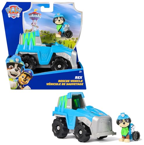 Paw Patrol - Pat Patrouille - Véhicule Figurine Rex - Voiture Figurine À Collectionner - Pat Patrouille Véhicule - Plastique Recyclé - Voiture Enfant -...