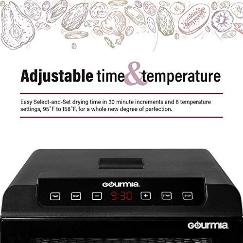 Gourmia Gfd1680 Countertop Electric Food Dehydrator - 6 Drying Trays - Digital Countdown Timer - Preset Temperature Settings - Recipe Book Included #TOP3